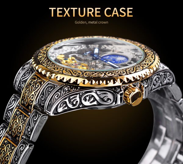 Forsining Skeleton Carved Tourbillon Mechanical Watches Luxury Men's Wristwatch - Image 2